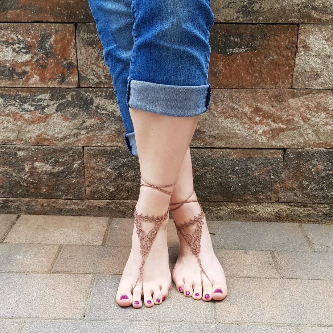 Barfuß Sandalen Braun