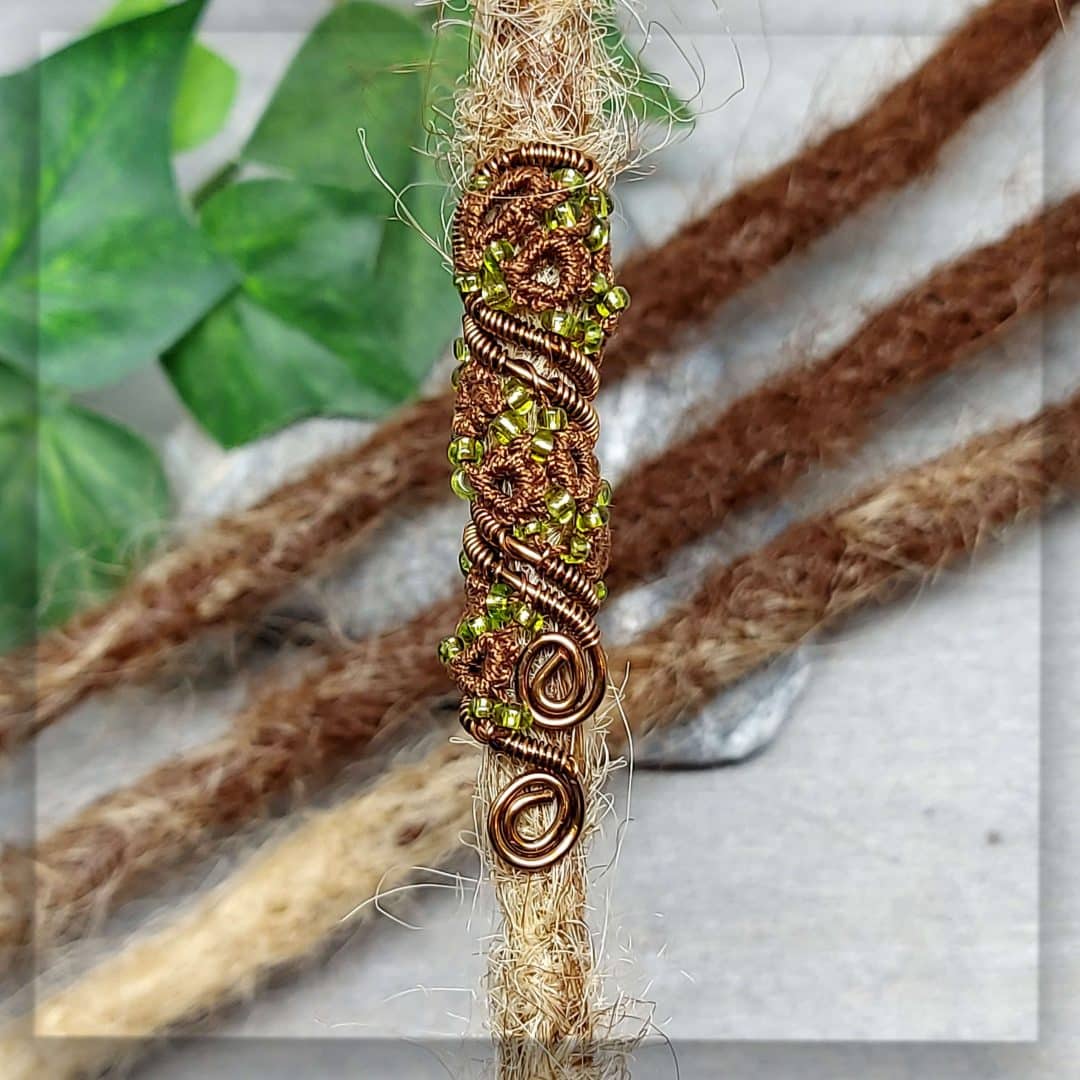dreadschmuck dreadperlen dreadspirale haarschmuck für dreads dreadlock schmuck antikbronze braun naturfarben grün glasperlen