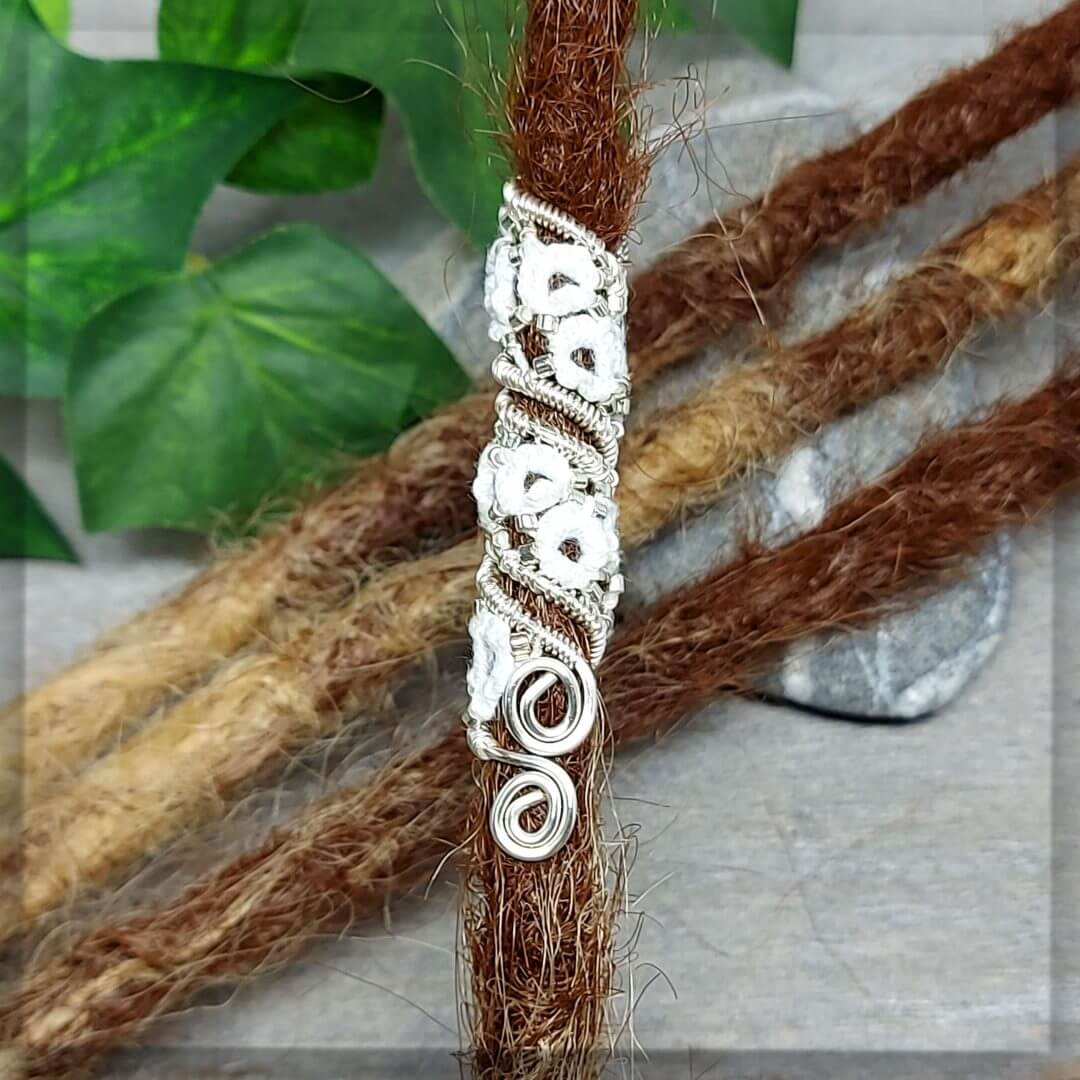dreadschmuck dreadspirale dreadperle weiß haarschmuck silber