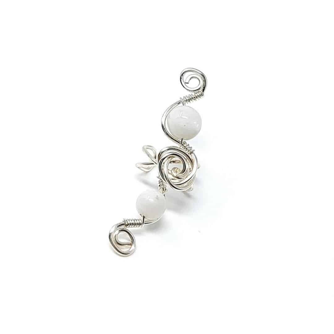 Ear Cuff schmal, Silber/Mondstein – Bild 2