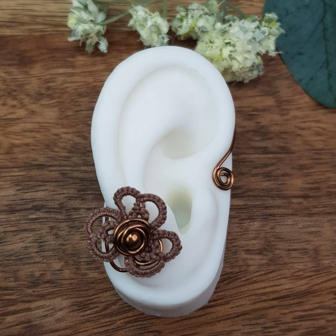 Ohrmanschette Antikbronze Blume