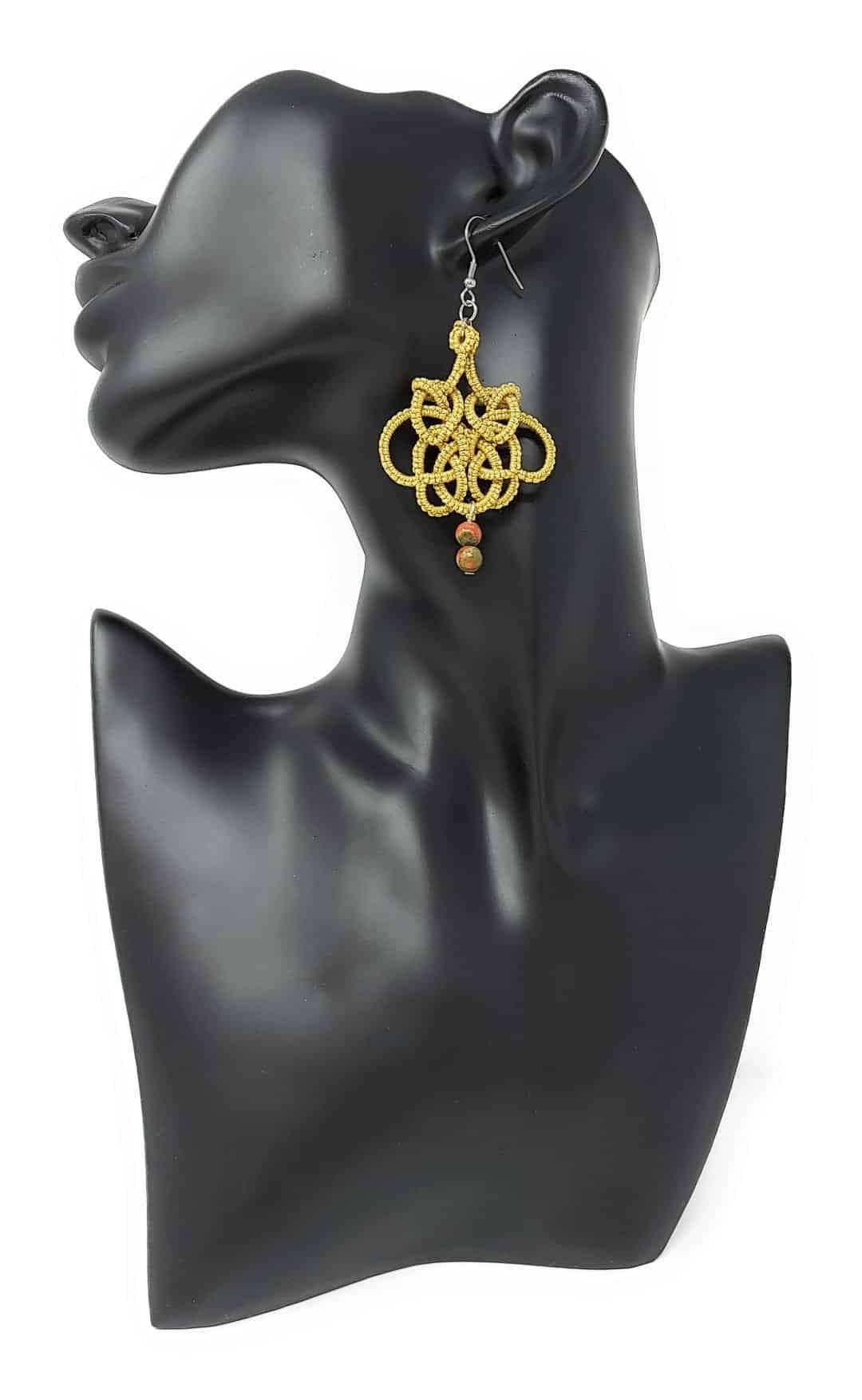 ohrringe ohrschmuck ohrhänger harvest gold gelb edelstein unakit jaspis edelsteinschmuck indian spirit