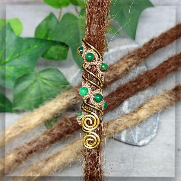 Dreadschmuck Dreadspirale Jade mit Goldfluss