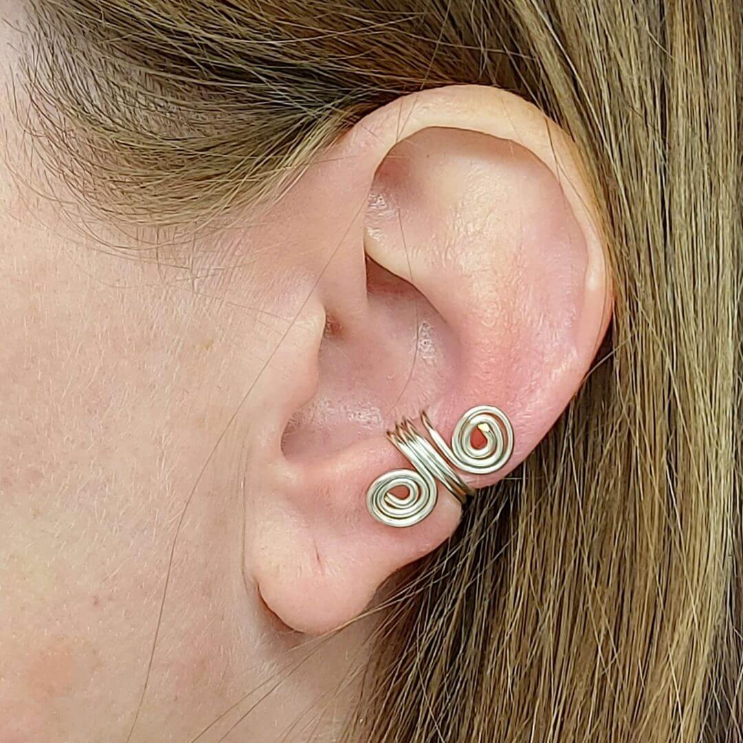ear cuff ohrklemme ohrmanschette ohrschmuck fakepiercing earclimber versilber silber spirale