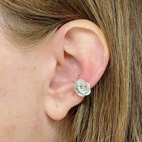 ear cuff ohrklemme ohrmanschette ohrschmuck fakepiercing earclimber silber versilbert rose