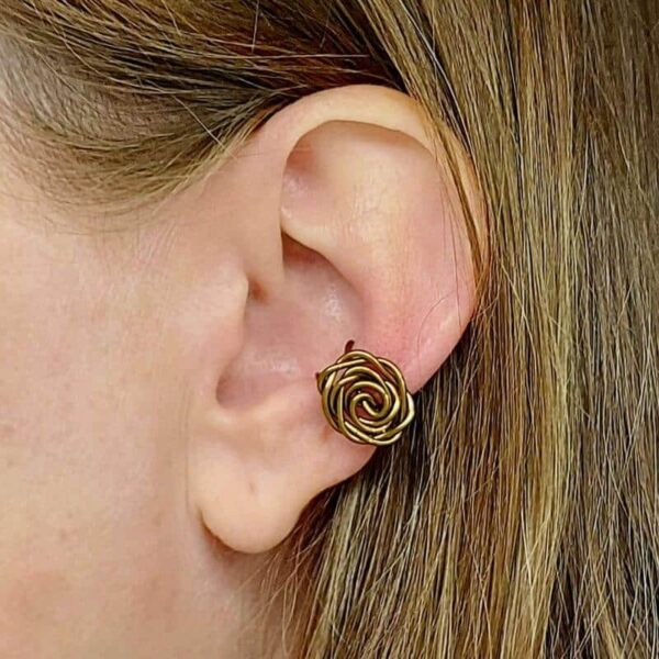 ear cuff ohrklemme ohrschmuck ohrmanschette fakepiercing earclimber antikbronze rose