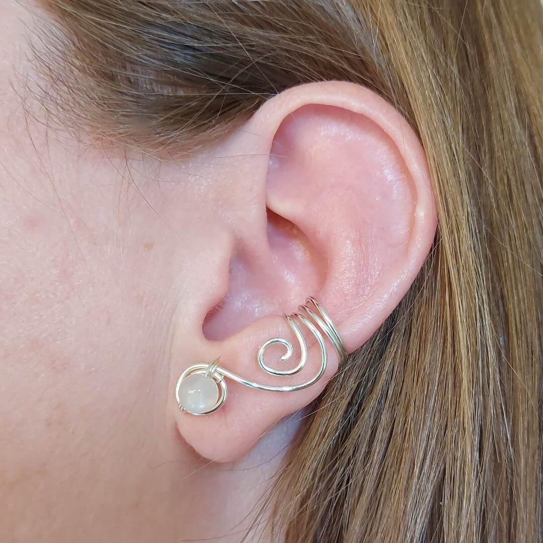 Ear Cuff "Vortex" Silber/Mondstein