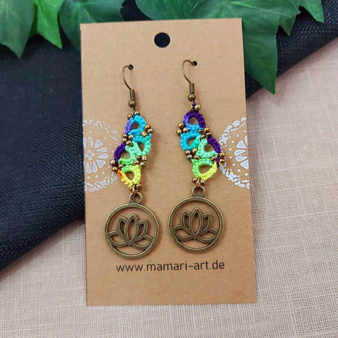 Ohrringe Lotus, Rainbow/Antikbronze