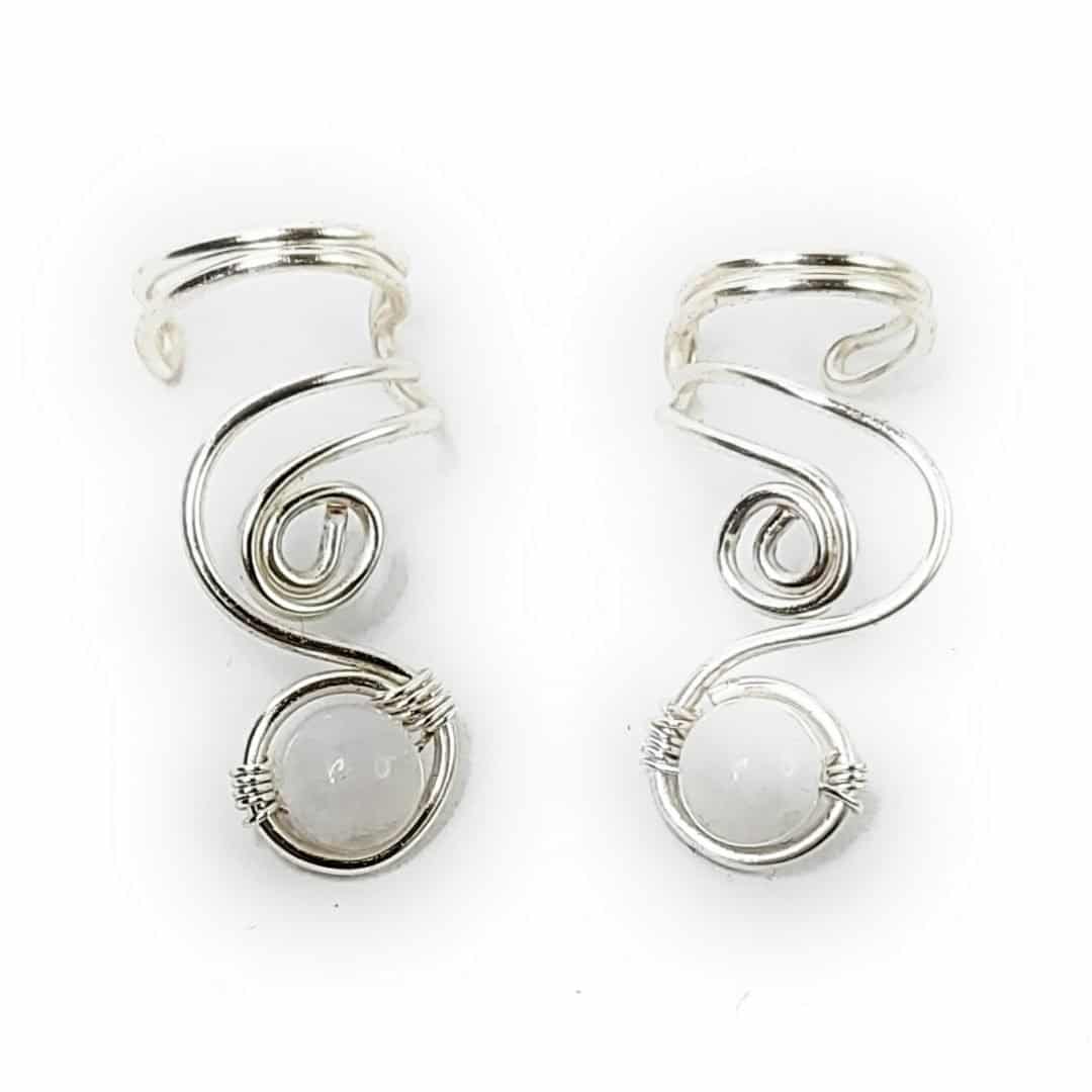 Ear Cuff "Vortex" Silber/Mondstein – Bild 4