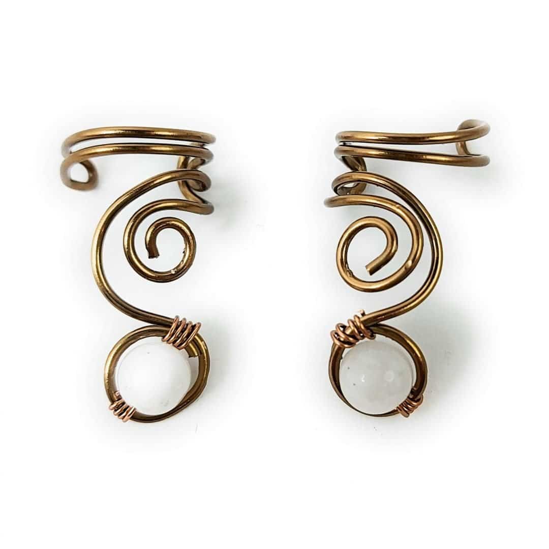 Ear Cuff "Vortex" Antikbronze/Mondstein
