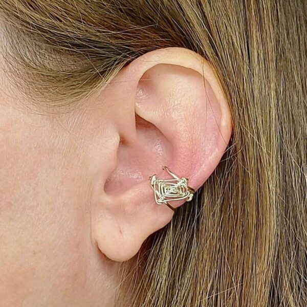 ear cuff ohrklemme ohrmanschette ohrschmuck fakepiercing earclimber spinnennetz silber versilbert