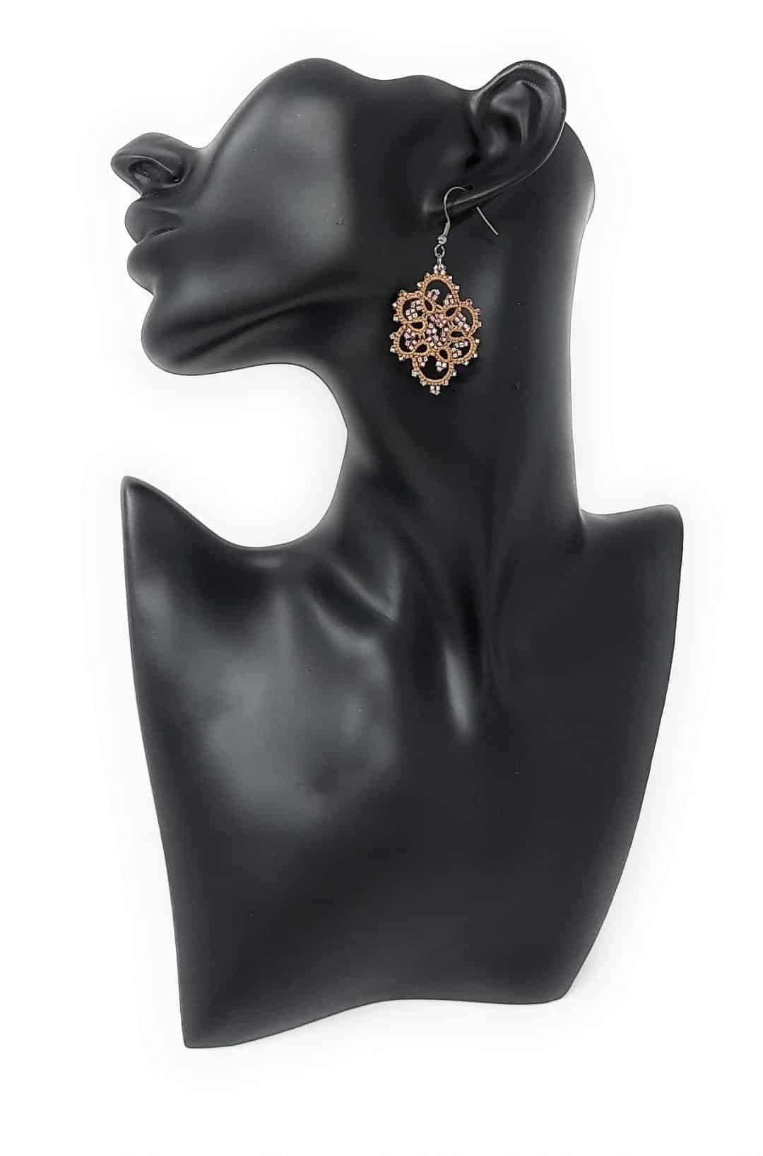 ohrringe ohrschmuck ohrhänger pusteblume hellbraun mit rosa glasperlen