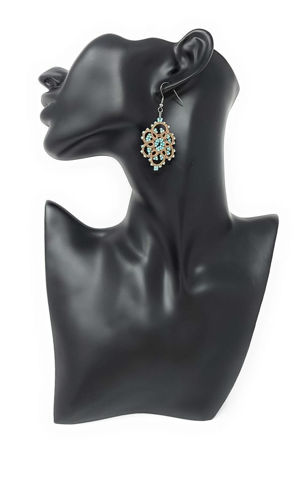 ohrringe ohrschmuck ohrhänger pusteblume hellbraun mit aqua green glasperlen