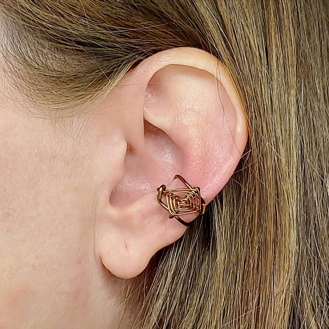 ear cuff ohrklemme ohrmanschette ohrschmuck earclimber spinnennetz antikbronze