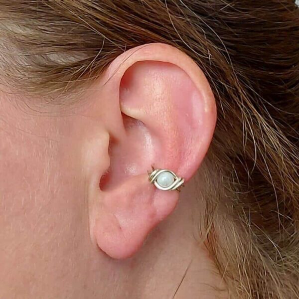 Ohrklemme Ear Cuff klein Silber Mondstein