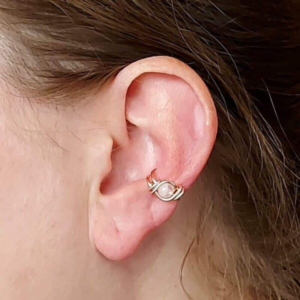 Ohrklemme Ear Cuff klein Rosegold Mondstein